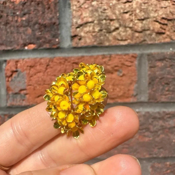 Blossom Floral Hoop Earrings in Yellow - Picture 5 of 10